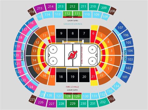The New Jersey Devils bench is located in front of sections 8 and 9 while the visiting team uses the bench in front of sections 7 and 8. . Prudential center seating